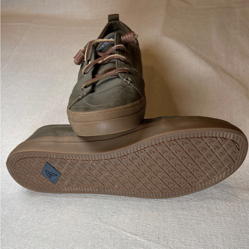 Sperry Crest Vibe Womens 11M Olive Green Canvas Sneakers STS99504 Rawhide Laces - Picture 5 of 8